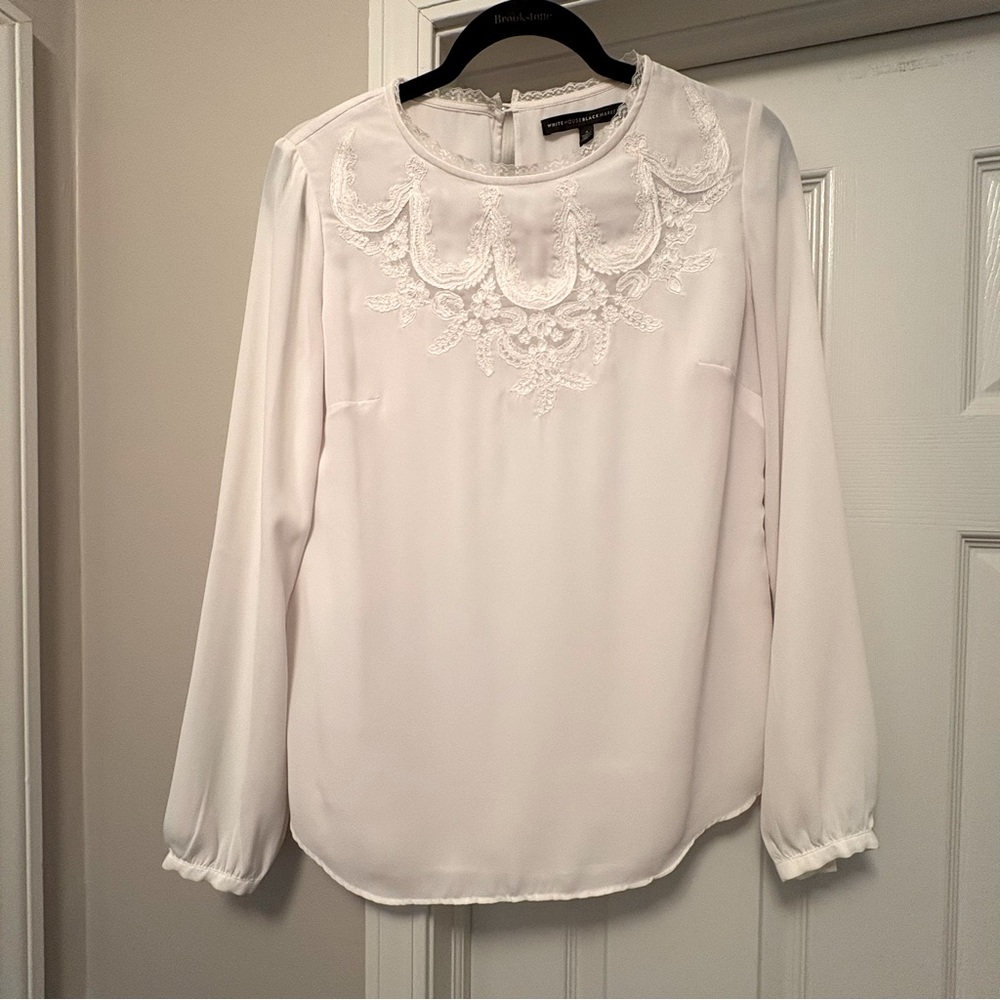 WHBM White Lace Detail Blouse